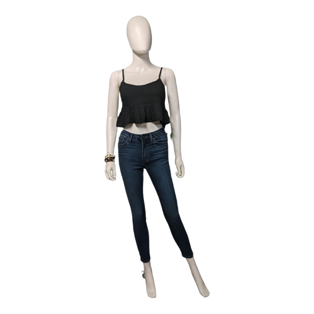 American Eagle Smock Crop Top Black S